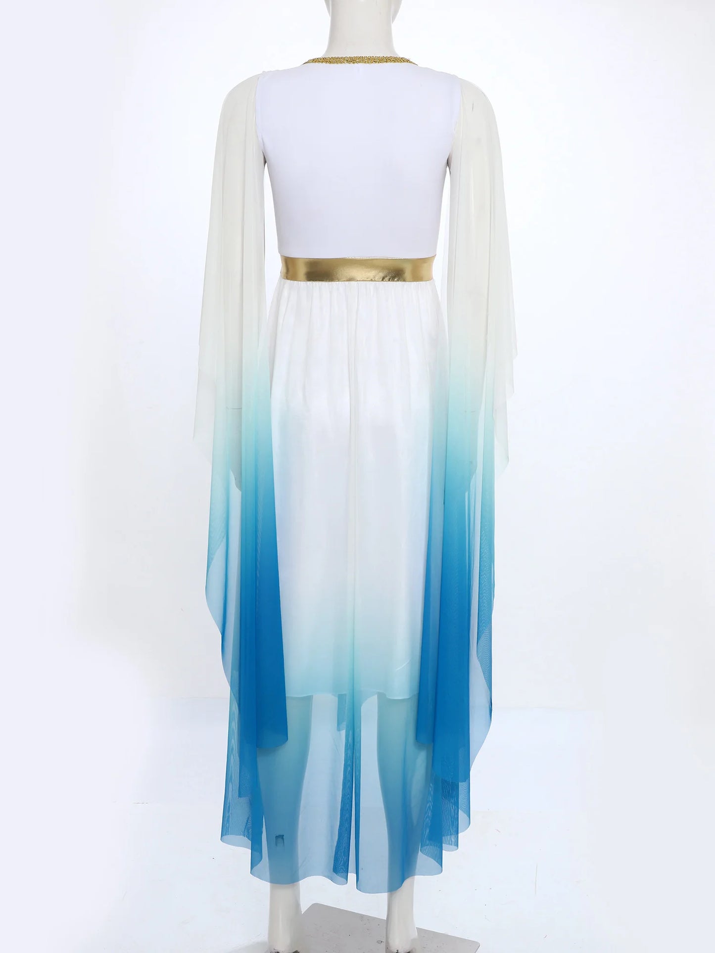 Women Halloween Ancient Greek Goddesses Queen Cosplay Costume Roman Toga Gold Trim Cape Tunic Dress Church Choir Worship Robe