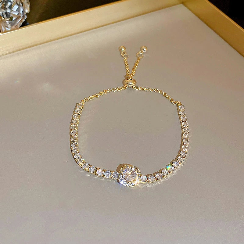 Luxury Blue Zircon 18K Gold Plated Women's Bracelet 2023 New Fashion Retro Zircon Bracelet Wedding Party Jewelry Gift