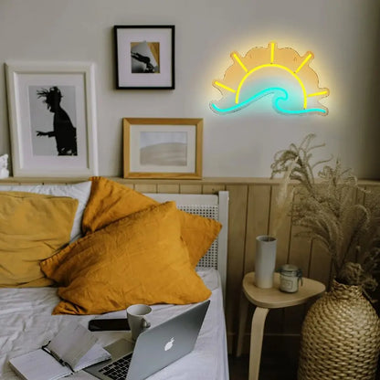 Sunrise Sunset Neon Sign Moon over Sea  LED Light Twilight Wave  Wall Signs for Room Decor Anime Neon Light Acrylic cloud Sign