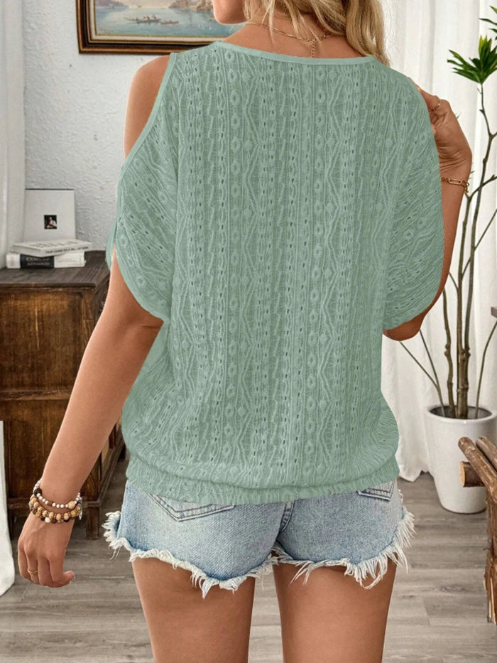 Simple Women's Fashion Blouses Spring Summer New Sexy Off-Shoulder Hollow Bat Short Sleeve T-Shirt Top For Women Casual Shirts