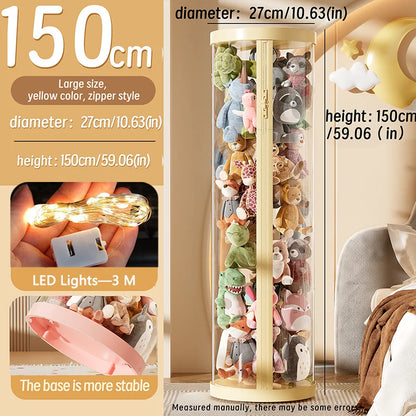 Transparent Doll Storage Box Plush Toy Organization Toy Storage Tube DIY Zipper Bins Kid Christmas Gift Children's Toy Organizer