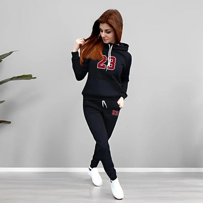 Autumn Winter Fashion Casual Printing Woman Two piece Set Women Tracksuit Outfits Hooded Suit Quality Ladies Daily Jogging Sport