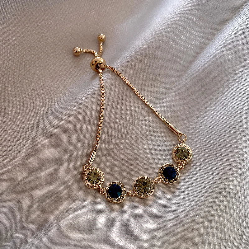 Luxury Blue Zircon 18K Gold Plated Women's Bracelet 2023 New Fashion Retro Zircon Bracelet Wedding Party Jewelry Gift