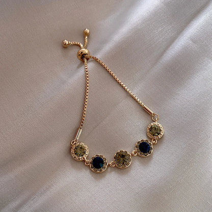 Luxury Blue Zircon 18K Gold Plated Women's Bracelet 2023 New Fashion Retro Zircon Bracelet Wedding Party Jewelry Gift