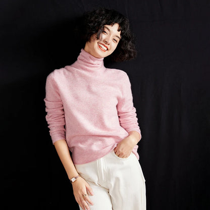 New Women's Cashmere Sweater 100% Pure Cashmere Knitted High Collar Hoodie Hot Selling Soft Solid Color Women's Top