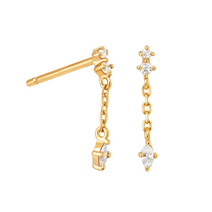 925 Sterling Silver Ear Needle Geometric Zircon Metal Earrings for women Shiny Crystal Luxury Small Stud Fashion Wedding Jewelry
