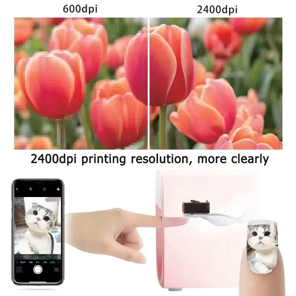 2026Smart Nail Printer 3D Portable Mobile Nail Painting Machine 2400DPI Printing Resolution Support WiFi/DIY for Home Nail Salon