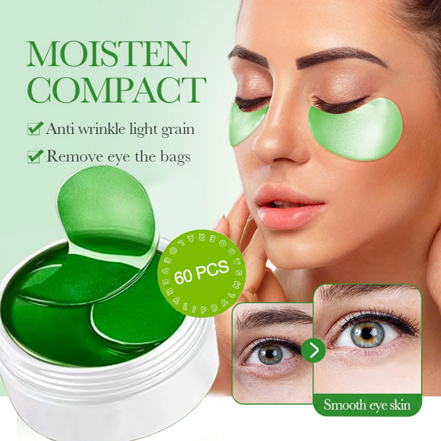 Seaweed EYE Mask 60PCS – Hyaluronic Acid Collagen Patches for Dark Circles,Puffiness, Natural,Non-Irritating,Certified Skincare