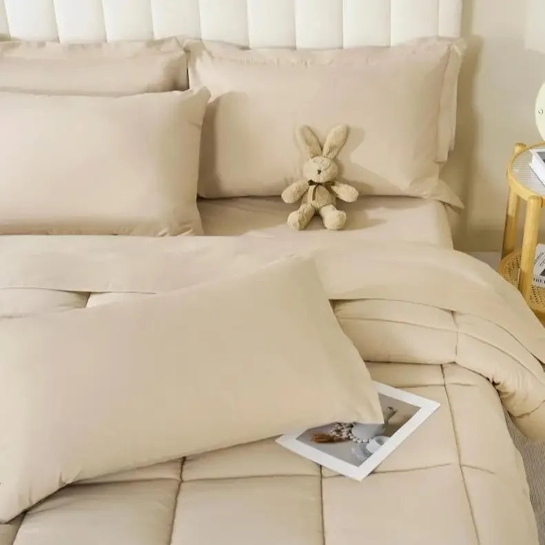 DOWNCOOL 7Pcs Comforter Sets, Multi-color Bedding Sets , All Season Down Alternative Bedding Comforter Sets