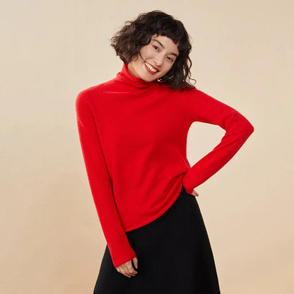 New Women's Cashmere Sweater 100% Pure Cashmere Knitted High Collar Hoodie Hot Selling Soft Solid Color Women's Top