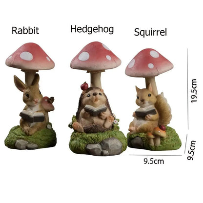 Micro Landscape Resin Solar Mushroom Lamp Cute Cartoon Rabbit Lawn Lamp Vivid Creative Animal Statue Light Flowerpot