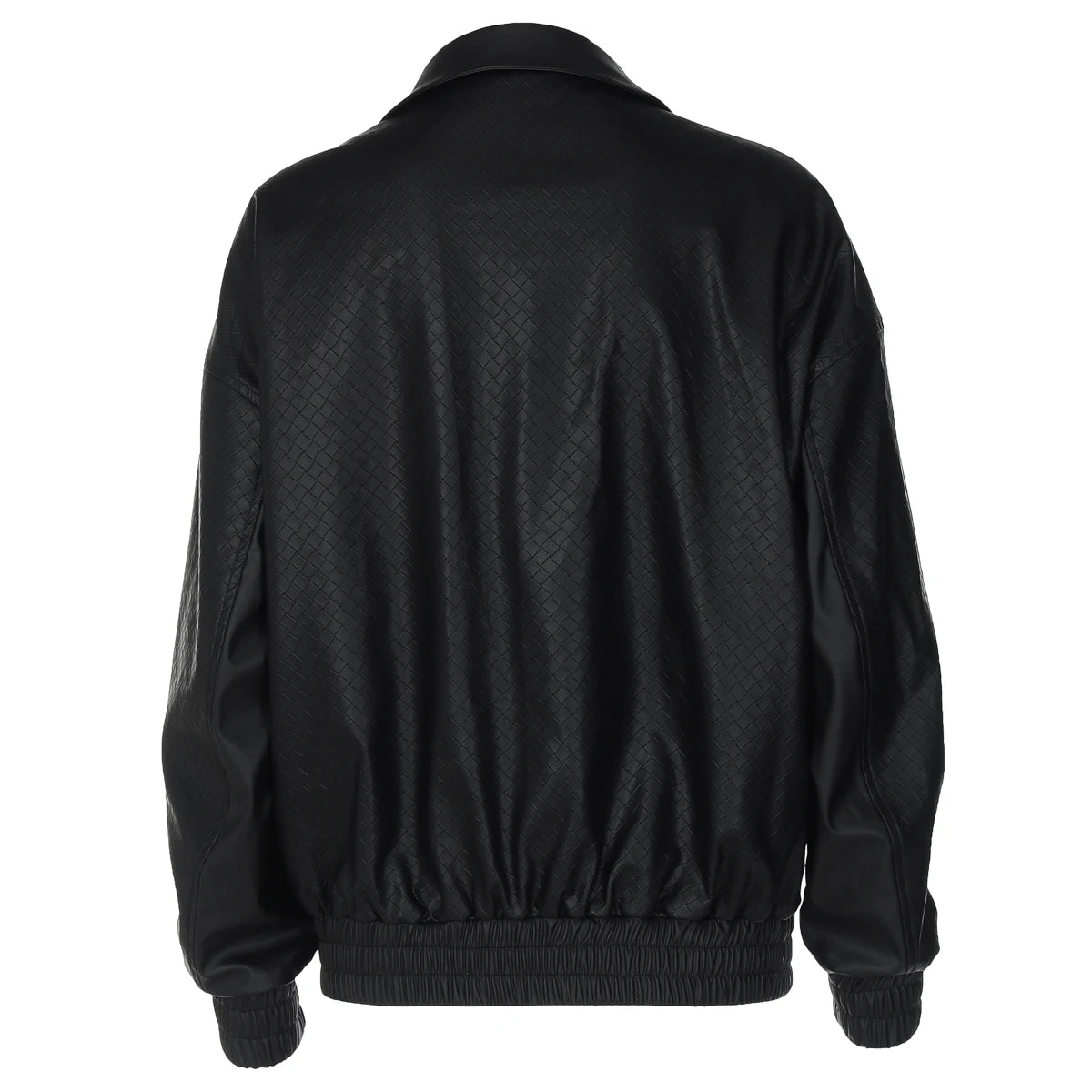 Dulzura 2025 Autumn Fashion Casual Turn-Down Collar Long Sleeve Zipper Slim Woven Leather Jacket Party Club Street Style Clothes