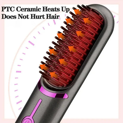 Hair Straightening Brush Fast Heating Cordless Curling Comb straightener brush Hair Styling Appliances Hot Comb Straightener