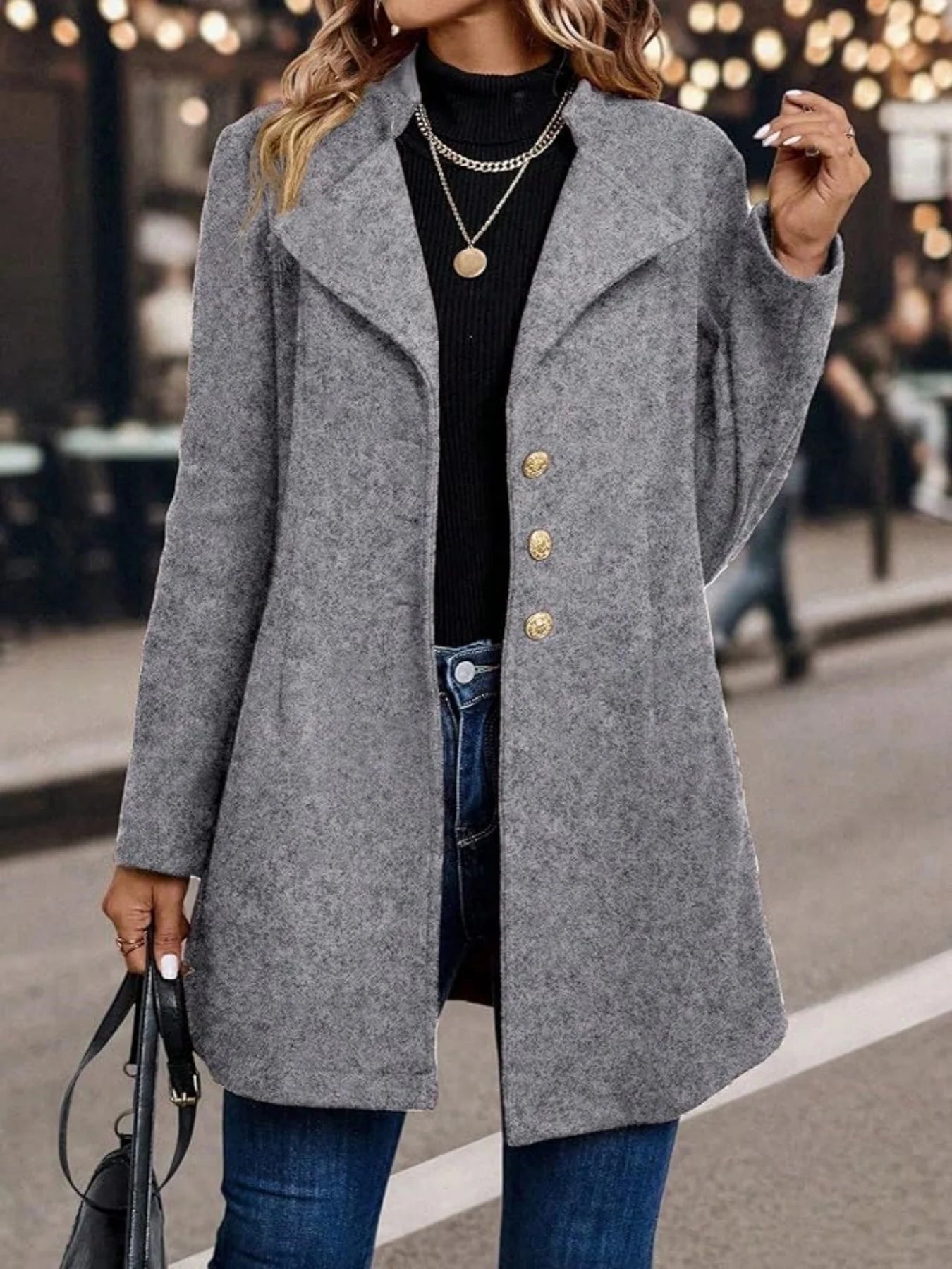 Women's winter coats; solid-color women's winter tops; mid-length, elegant and comfortable long-sleeved cardigans for women