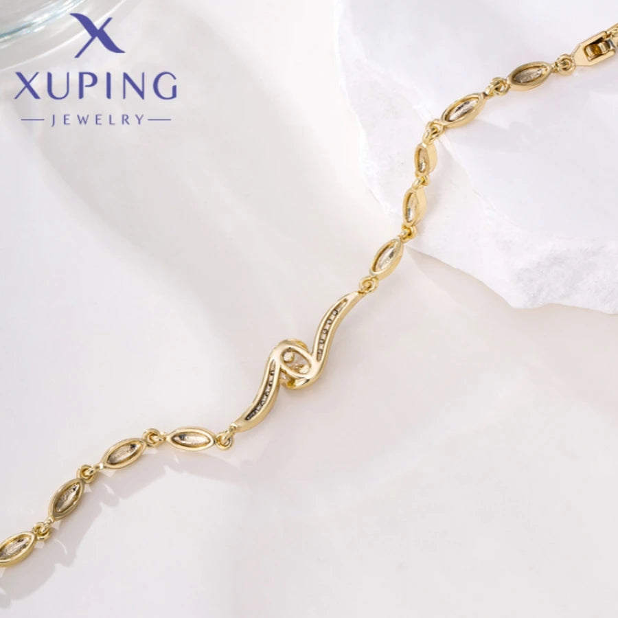 Xuping Jewelry Trendy Exquisite Elegant Simple Shape Women's Bracelet Light Gold Color Birthday Christmas Gifts X000925255