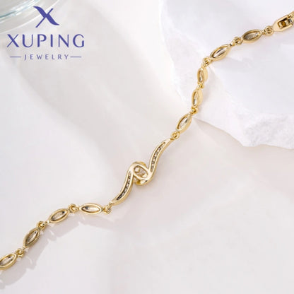 Xuping Jewelry Trendy Exquisite Elegant Simple Shape Women's Bracelet Light Gold Color Birthday Christmas Gifts X000925255