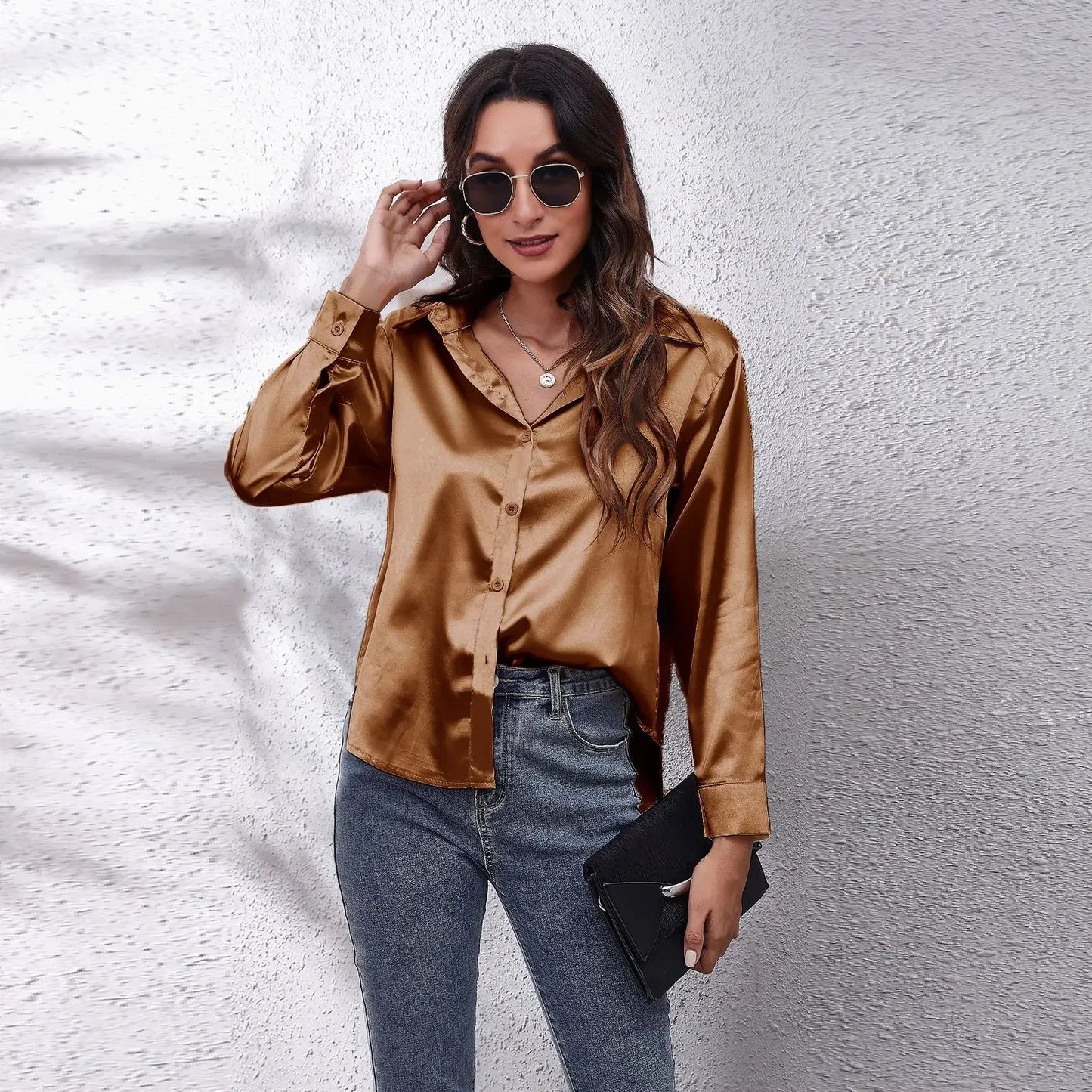 EtherealBe Fashion Satin Blouse Ladies - Elegant Style