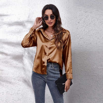 EtherealBe Fashion Satin Blouse Ladies - Elegant Style