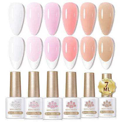 BORN PRETTY 7ml Glitter Gel Nail Polish Set Sparkly Shiny Gold Silver Pink Glitter Gel Polish Kit Winter Christmas Gift Box