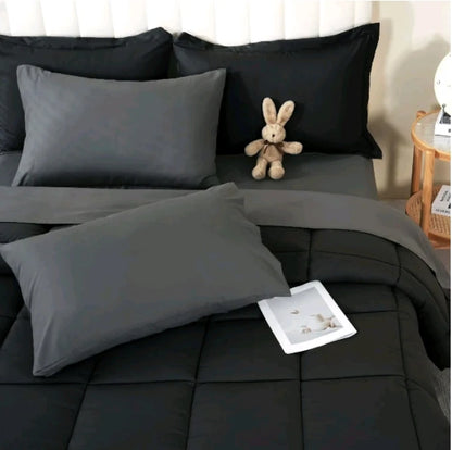 DOWNCOOL 7Pcs Comforter Sets, Multi-color Bedding Sets , All Season Down Alternative Bedding Comforter Sets