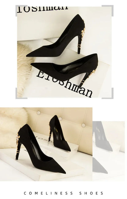 EtherealBe Elegant Blue Flower Embellished Women's Heels