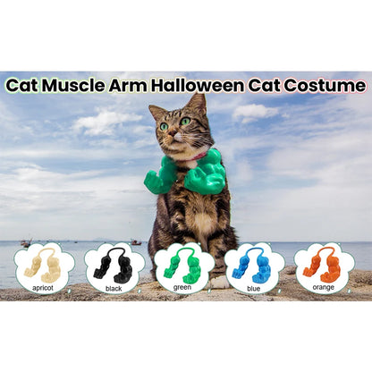 Pet Cat Muscle Arms 3d Creative Strong Man Giant Arms Halloween Cat Costume Accessory Cat's Neck Arm With Muscle For Pet Cosplay