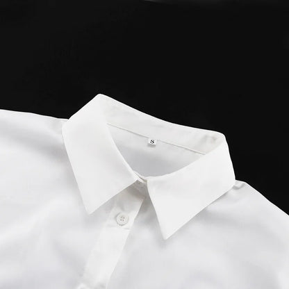 2025 New Fashion Women's Clothing Is A Complete Set of Simple and Loose White Shirts with Waist Seals