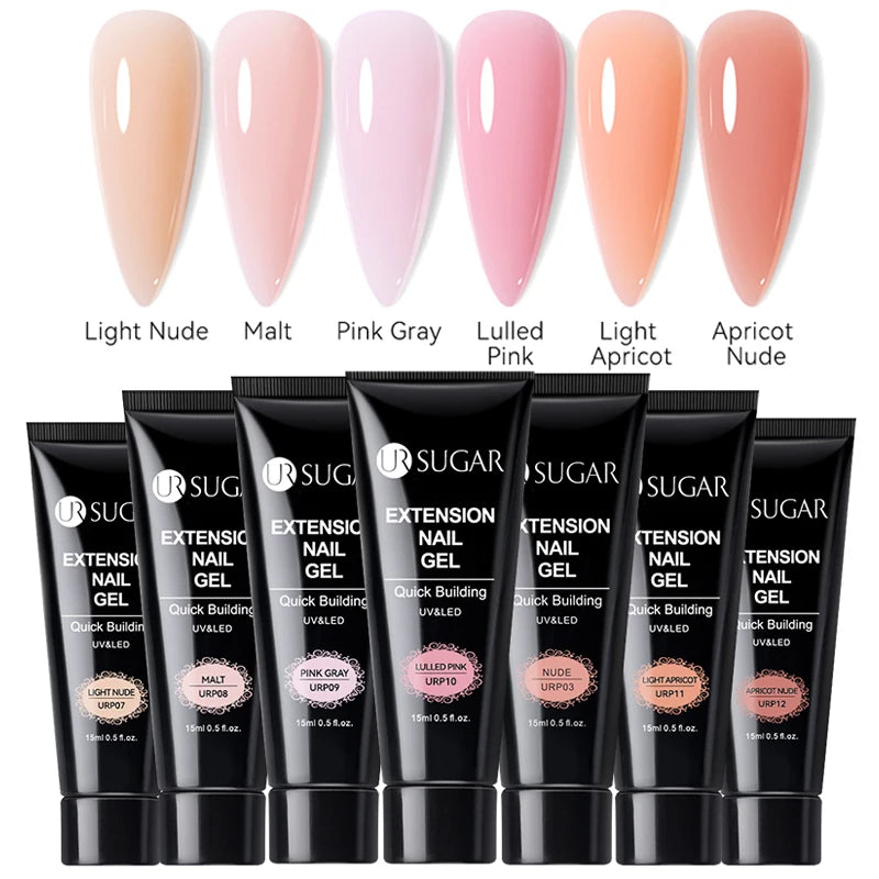 UR SUGAR Acrylic UV Gel Extension Nail Gel Kit Nude Glitter Color Quick Building Gel Nail Polish All For Manicure Nail Art Desig