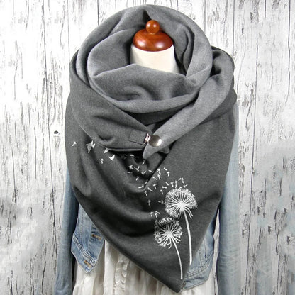 Fashion Scarf Graphic Music Note Print Square Scarves With Button Clasp Women Winter Warm Scarf Female Neck Warmer Blanket Wraps