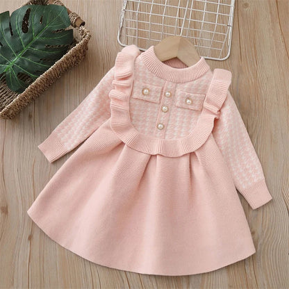 Girls Knitted Long Sleeve Casual Kids Baby Knitted Outfit  2-8 Years Christmas School Costume