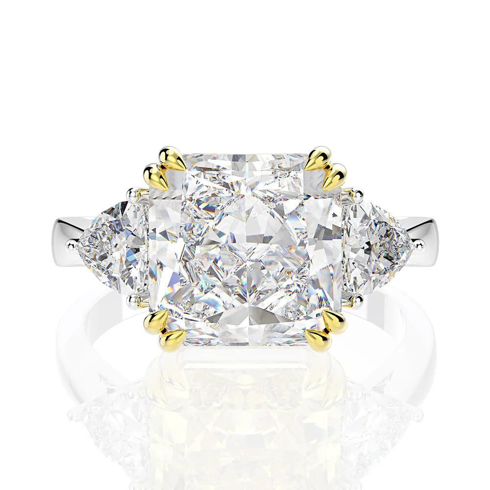 Luomansi 10*10MM Crushed Ice High Carbon Diamond Ring 100%-S925 Silver Ladies Jewelry Wedding Party Crystal Gift