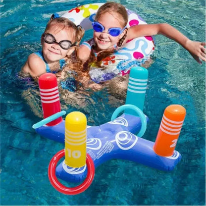 Party Sport Swimming Inflatable Ring Toss Game Floating Pool Toys for Kids Adult Water Accessories Beach Supplies with 4 Loops
