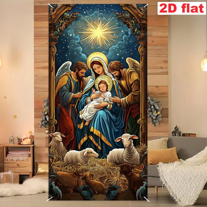 1pc religious Christmas scenes, including Maria, Joseph, young people, shepherds - indoor/outdoor decoration
