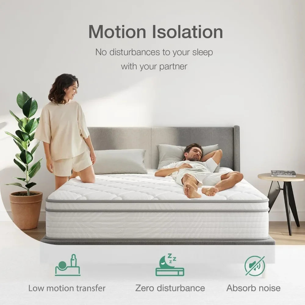 10 inch Queen Size Mattress, Hybrid Mattress Queen Size with Comfortable Foam & Individually Pocket Spring,Queen Mattress in Box
