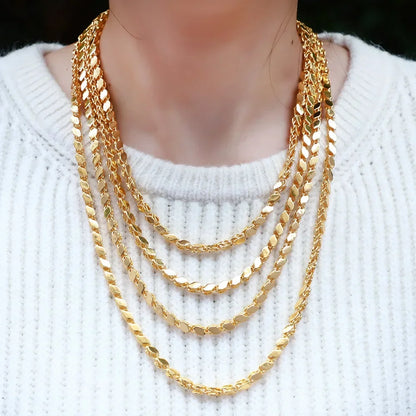 4mm Width Necklace 70CM Muslim Islamic Gold Color Necklace Middle East Arab Turkish Oman Allah Jewelry Never Faded
