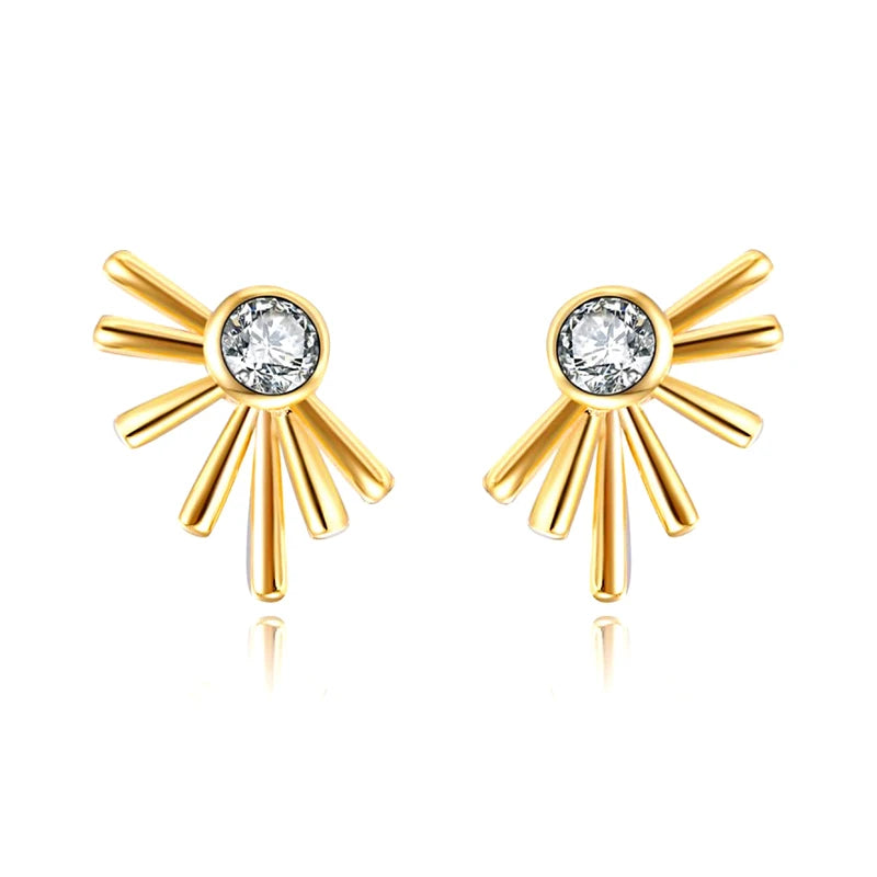 925 Sterling Silver Ear Needle Geometric Zircon Metal Earrings for women Shiny Crystal Luxury Small Stud Fashion Wedding Jewelry