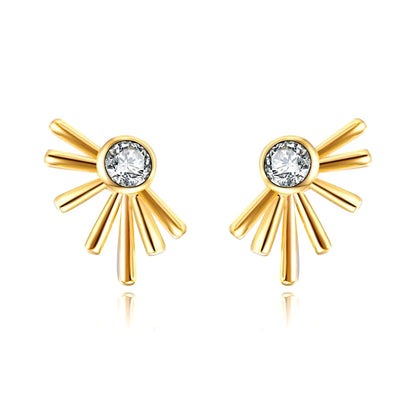 925 Sterling Silver Ear Needle Geometric Zircon Metal Earrings for women Shiny Crystal Luxury Small Stud Fashion Wedding Jewelry