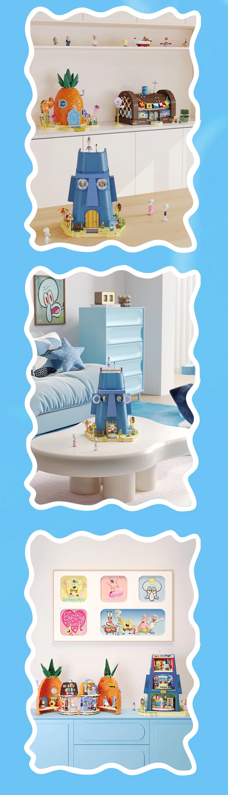 Spongebob Cartoon Krusty Krab Restaurant Building Blocks Creative Canteen Scenes Model Bricks Desktop Ornaments Toy For Kid Gift