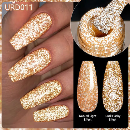 UR SUGAR 15ml Champagne Gold Sliver Reflective Glitter Gel Nail Polish Varnish Semi Permanent Soak Off UV Gel For Manicure Art