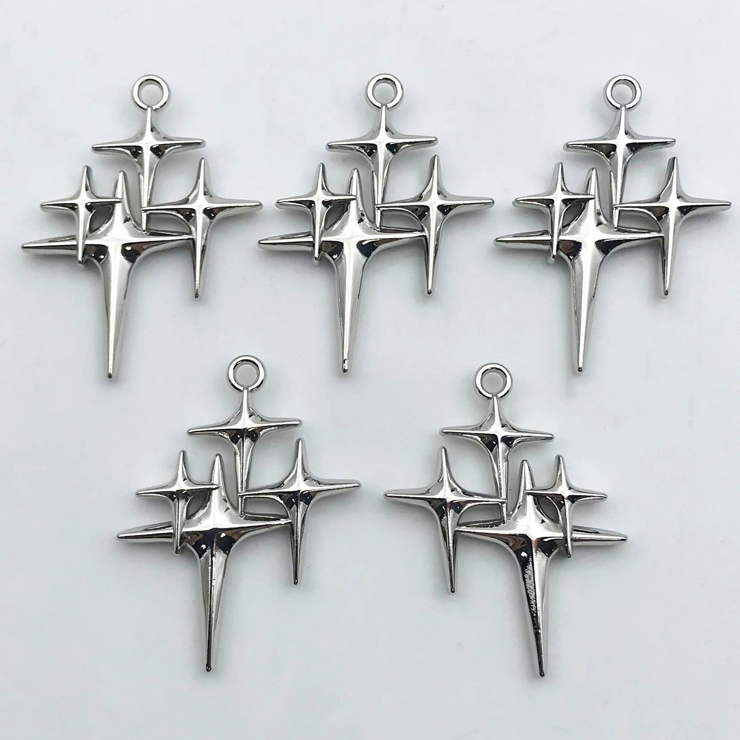 5Pcs Metal Alloy Charms Black Series Sweet and Cool Style Butterfly Cross Flower Shape Pendants Decorations For Jewelry Making