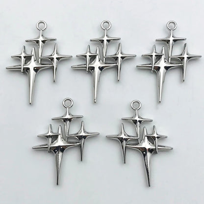 5Pcs Metal Alloy Charms Black Series Sweet and Cool Style Butterfly Cross Flower Shape Pendants Decorations For Jewelry Making
