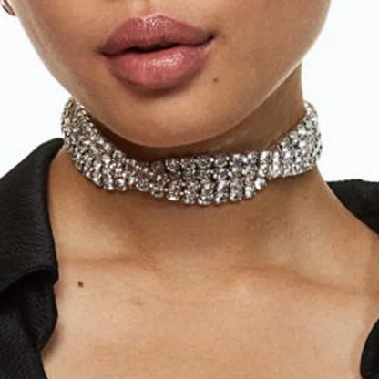 Stonefans Short Rhinestone Chain Twisted Rope Chokers Necklace for Women Statement Multi Layer Necklace Collar Crystal Jewelry