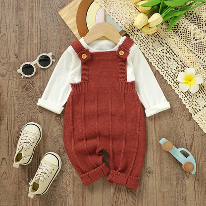 Baby Boy Jumpsuit Baby Girl Solid Knit Sleeveless Bodysuit Newborn Infant Cute Fall Clothes