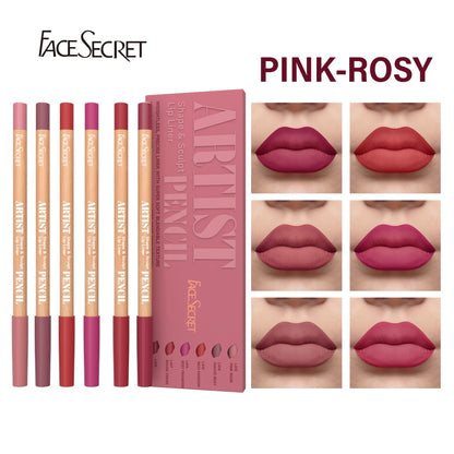 Face Secret Artist Shape Sculpt Lip Liner Pencil Set, Weightless Precise Liner with Super Soft Blendable Texture Matte Soft