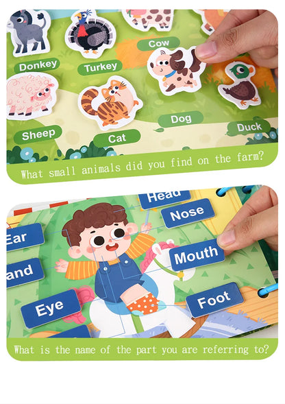 Montessori Busy Book Sticker Quiet Book for Kids Early Educational Toy Toddlers Matching Puzzles Game Baby Learning Toys Gifts
