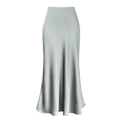 Silk Satin A-Line Pleated Long Skirts Women 2024 Summer Korean Elegant Skirt High Waist Solid Satin Dress Midi Maxi Skirt 스커트
