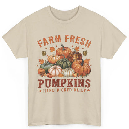 Farm Fresh Pumpkins Fall Lover Cozy Autumn Gift Unisex Cotton T-Shirt