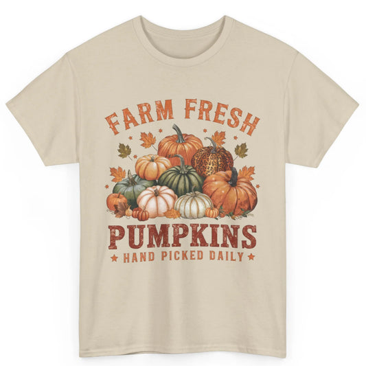 Farm Fresh Pumpkins Fall Lover Cozy Autumn Gift Unisex Cotton T-Shirt