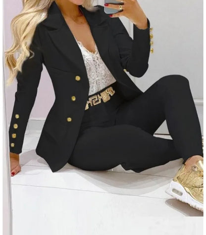 Women's Autumn Clothes Two Piece Set Female Coats and Pants Fashion Versatile Casual Long Sleeve Jacket and Trousers Suit 2023