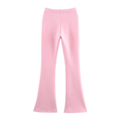 HH Women Casual Solid Coat Flared Pants Suits Long Sleeve Zipper Bomber Jackets 2025 New Fashion Lady Chic Outfit 2 Piece Set